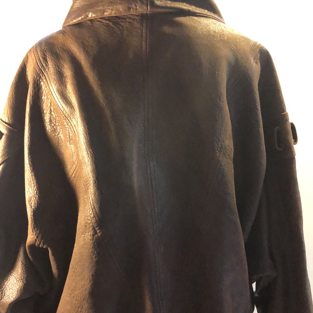 Vintage futuristic Philip Monet pebbled leather bomber jacket size large/XL - Picture 12 of 15